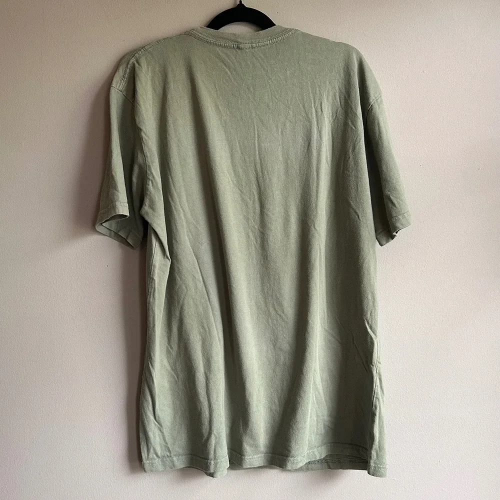 Playboy x Color Bars Anime Girl Moon Graphic T-Shirt Olive Green Mens Large L